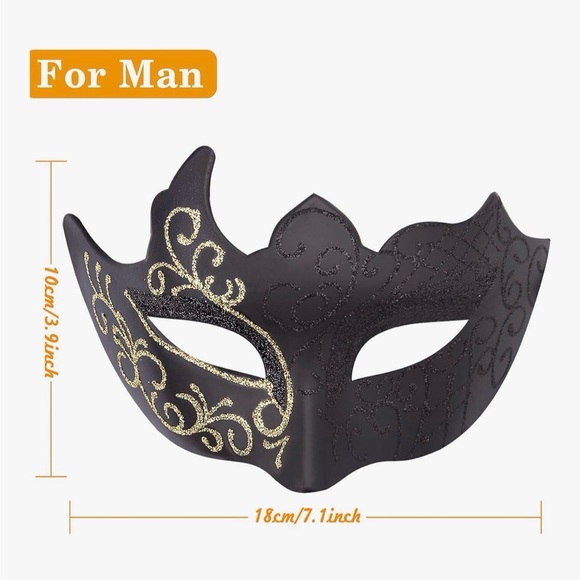 Elegant Black and Gold Masquerade Masks - Picture 3 of 3